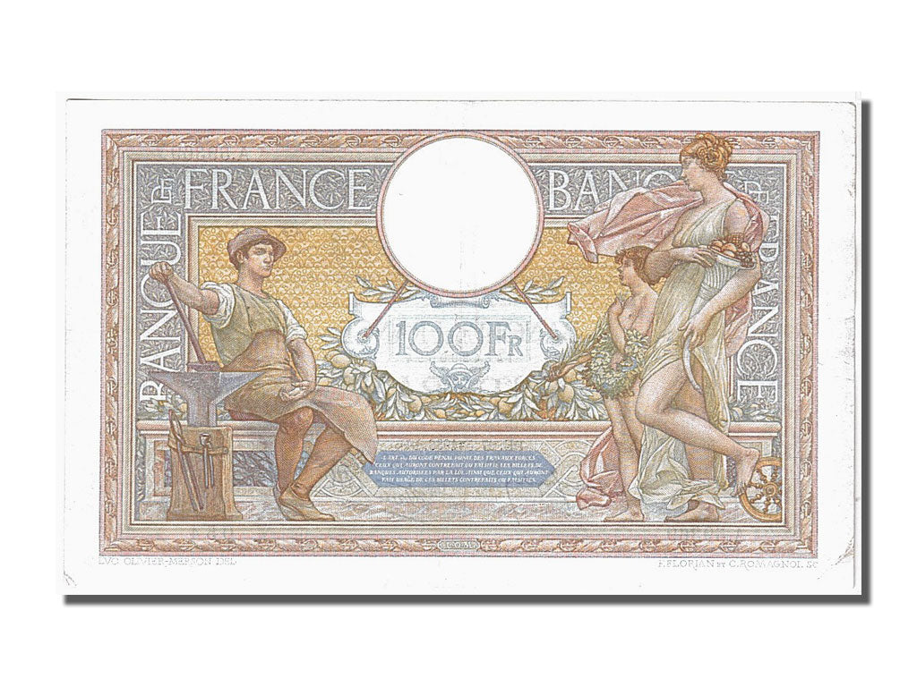 France, 100 Francs, 100 F 1908-1939 ''Luc Olivier Merson'', 1938, KM #86b,...