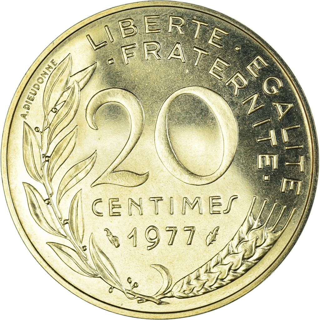 Coin, France, Marianne, 20 Centimes, 1977, Paris, MS(65-70), Aluminum-Bronze