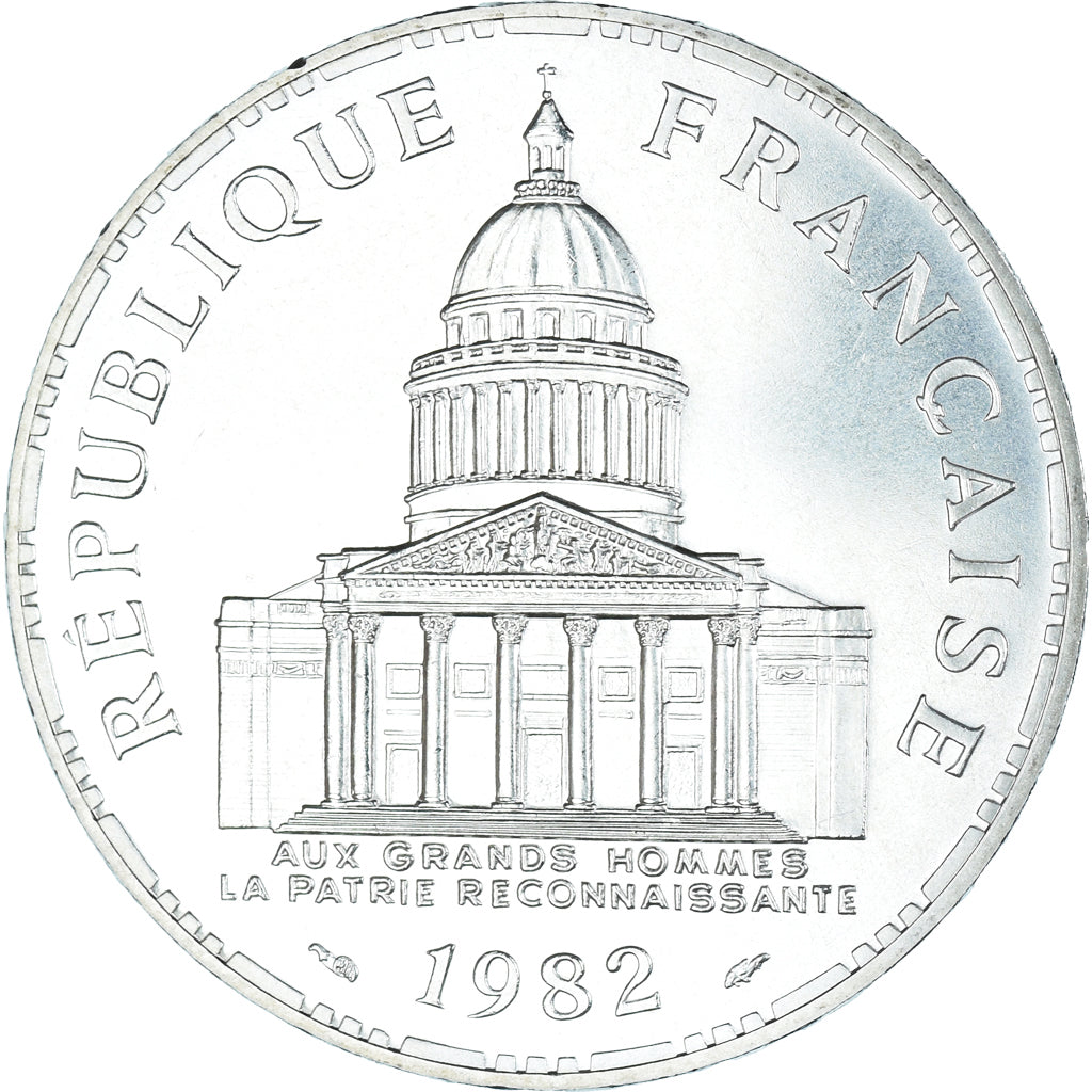 Moneda, Francia, Panthéon, 100 Francs, 1982, Paris, FDC, Plata, KM:951.1