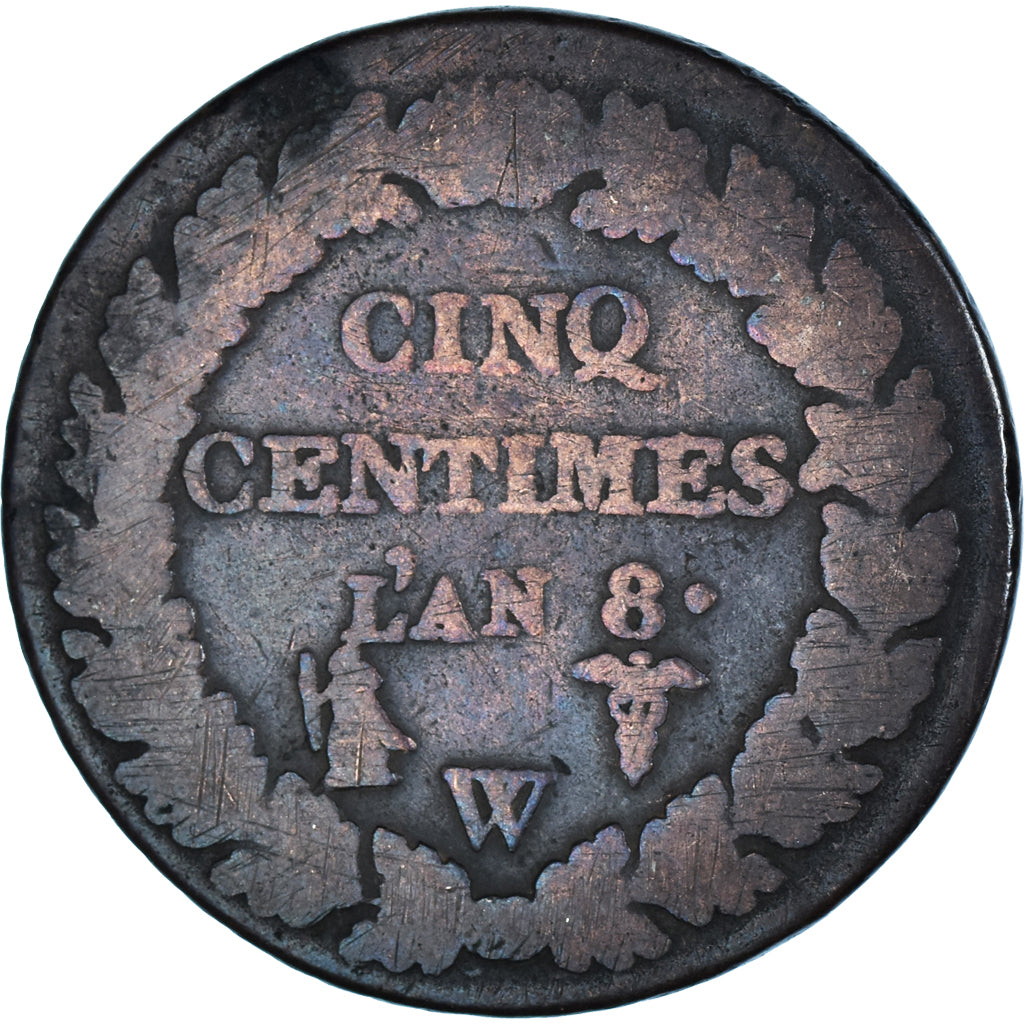 Moneta, Francja, Dupré, 5 Centimes, AN 8 (1799-1800), Lille, F(12-15)