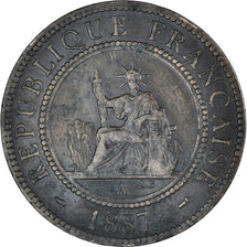 Coin, FRENCH INDO-CHINA, Cent, 1887, Paris, VF(30-35), Bronze, KM:1, Lecompte:39
