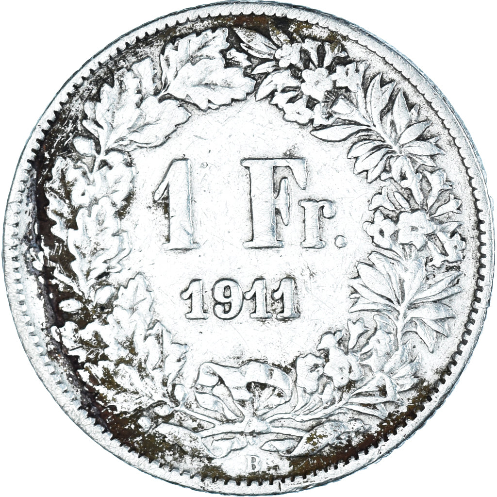 Moneta, Szwajcaria, Franc, 1911, Bern, VF(30-35), Srebro, KM:24