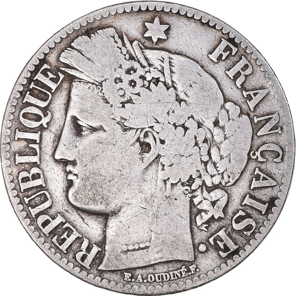Coin, France, Cérès, 2 Francs, 1871, Paris, VF(30-35), Silver, KM:817.1