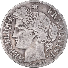Moneta, Francia, Cérès, 2 Francs, 1871, Paris, MB+, Argento, KM:817.1