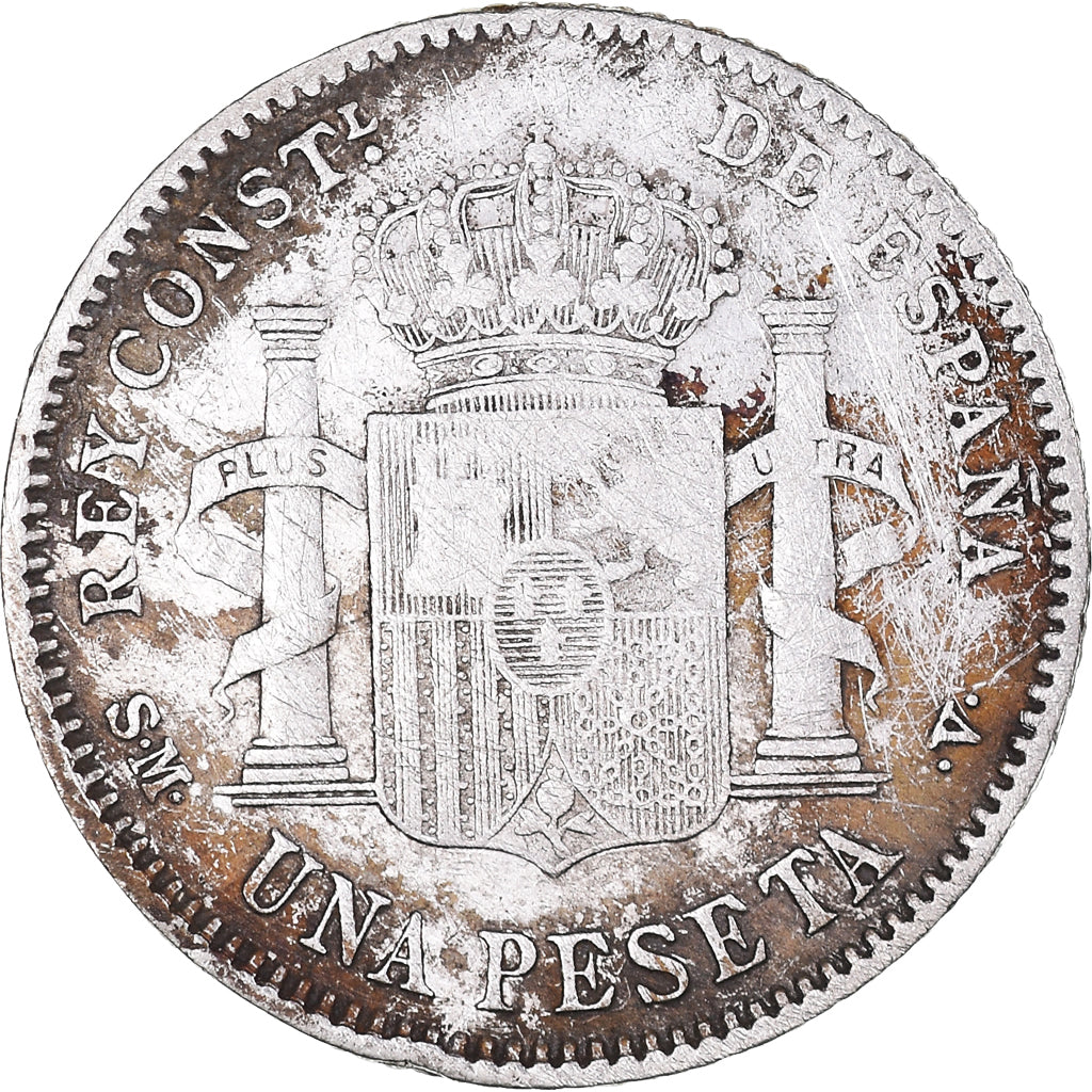 Coin, Spain, Alfonso XIII, Peseta, 1900, Valencia, VF(30-35), Silver, KM:706