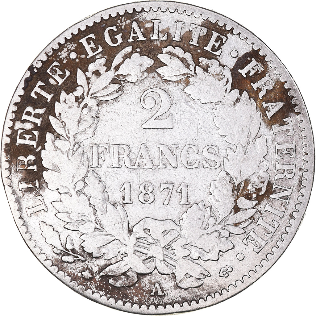 Monnaie, France, Cérès, 2 Francs, 1871, Paris, TB+, Argent, Gadoury:530