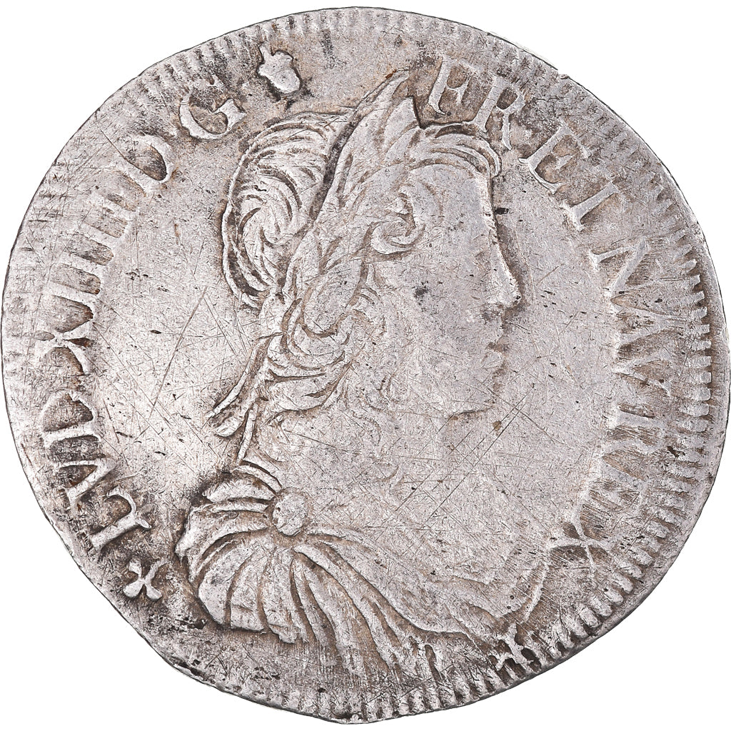 Moneta, Francia, Louis XIV, 1/2 Écu à la mèche longue, 1653, Angers, MB+