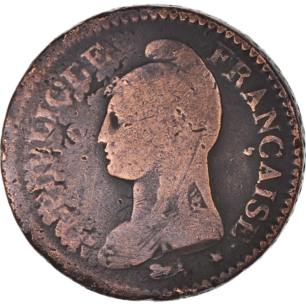 Munten, Frankrijk, Dupré, Decime, 1796, Paris, FR, Bronzen, KM:645.1