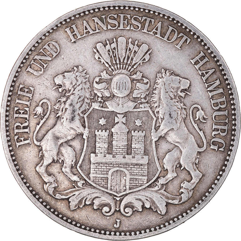 Moneta, Stati tedeschi, HAMBURG, 5 Mark, 1876, Hamburg, BB, Argento, KM:598