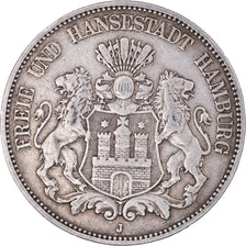 Moneta, Stati tedeschi, HAMBURG, 5 Mark, 1876, Hamburg, BB, Argento, KM:598