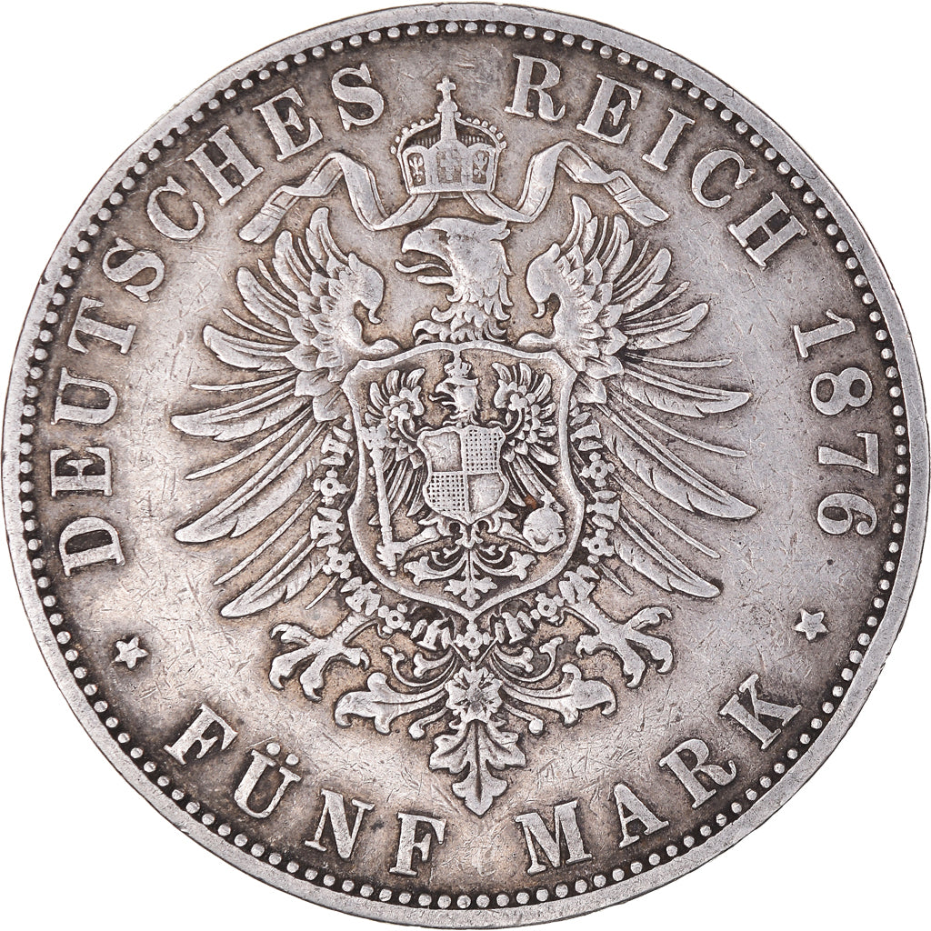 Moneta, Stati tedeschi, HAMBURG, 5 Mark, 1876, Hamburg, BB, Argento, KM:598