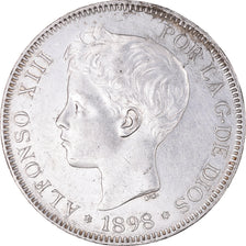 Moneda, España, Alfonso XIII, 5 Pesetas, 1898, Madrid, MBC+, Plata, KM:707