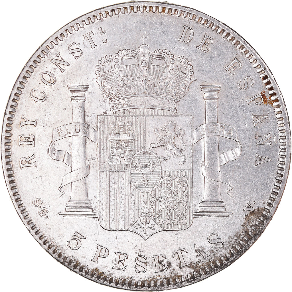 Moneda, España, Alfonso XIII, 5 Pesetas, 1898, Madrid, MBC+, Plata, KM:707