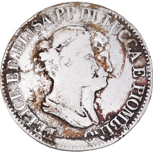 Moneta, DEPARTAMENTY WŁOSKIE, LUCCA, Felix and Elisa, 5 Franchi, 1807, Firenze