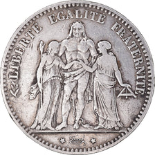 Moneta, Francia, Hercule, 5 Francs, 1876, Bordeaux, MB+, Argento, KM:820.2