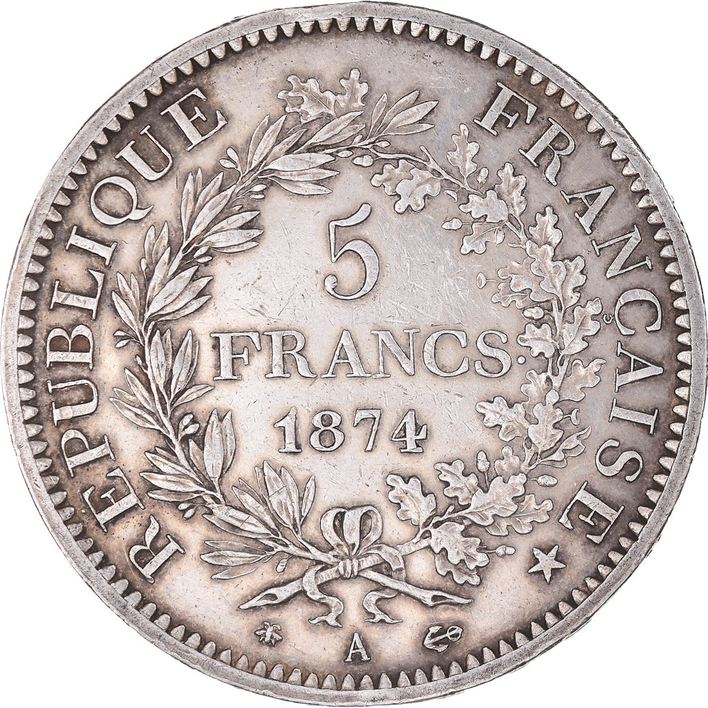 Coin, France, Hercule, 5 Francs, 1874, Paris, AU(50-53), Silver, KM:820.1