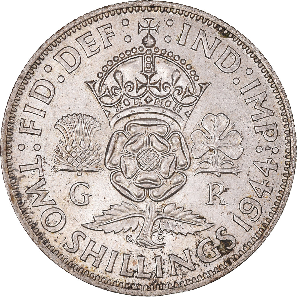 Monnaie, Grande-Bretagne, George VI, Florin, Two Shillings, 1944, TTB+, Argent