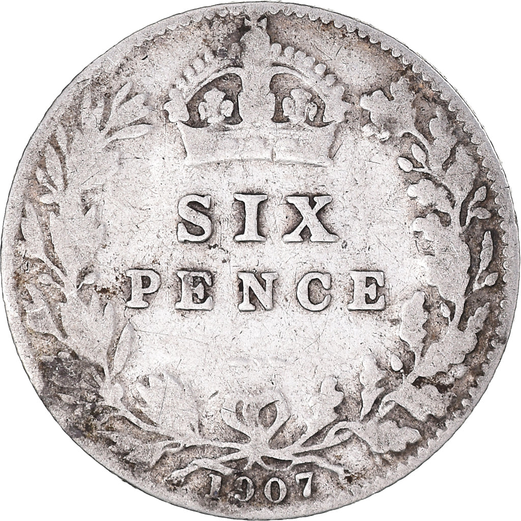Monnaie, Grande-Bretagne, Edward VII, 6 Pence, 1907, TB+, Argent, KM:799