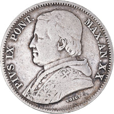 Moneta, STATI ITALIANI, PAPAL STATES, Pius IX, 20 Baiocchi, 1865, Rome, MB+
