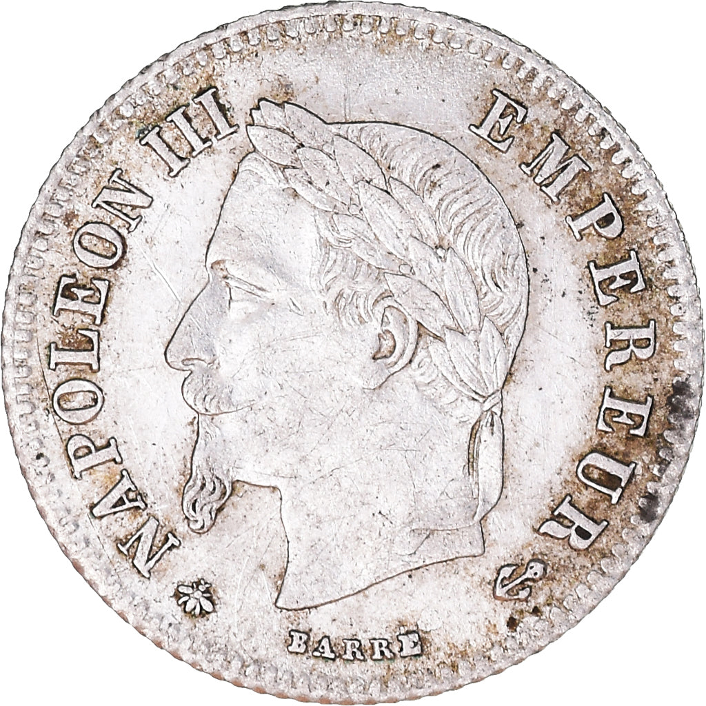 Moneda, Francia, Napoleon III, 20 Centimes, 1866, Paris, MBC, Plata, KM:805.1