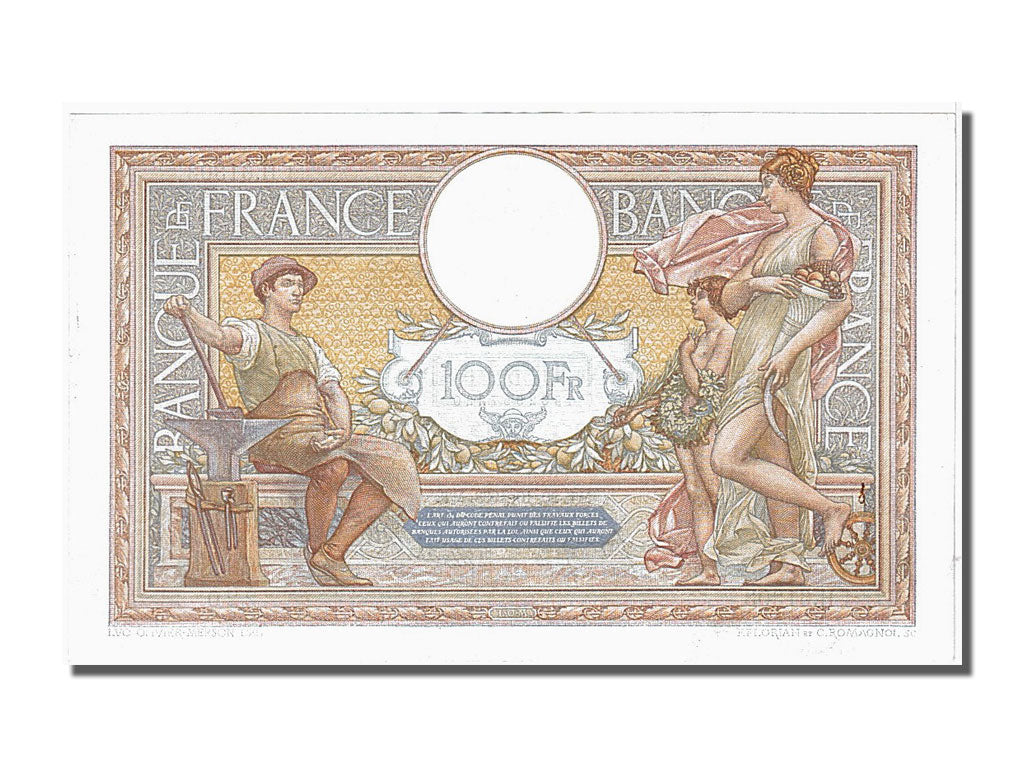 France, 100 Francs, 100 F 1908-1939 ''Luc Olivier Merson'', 1938, KM #86b,...