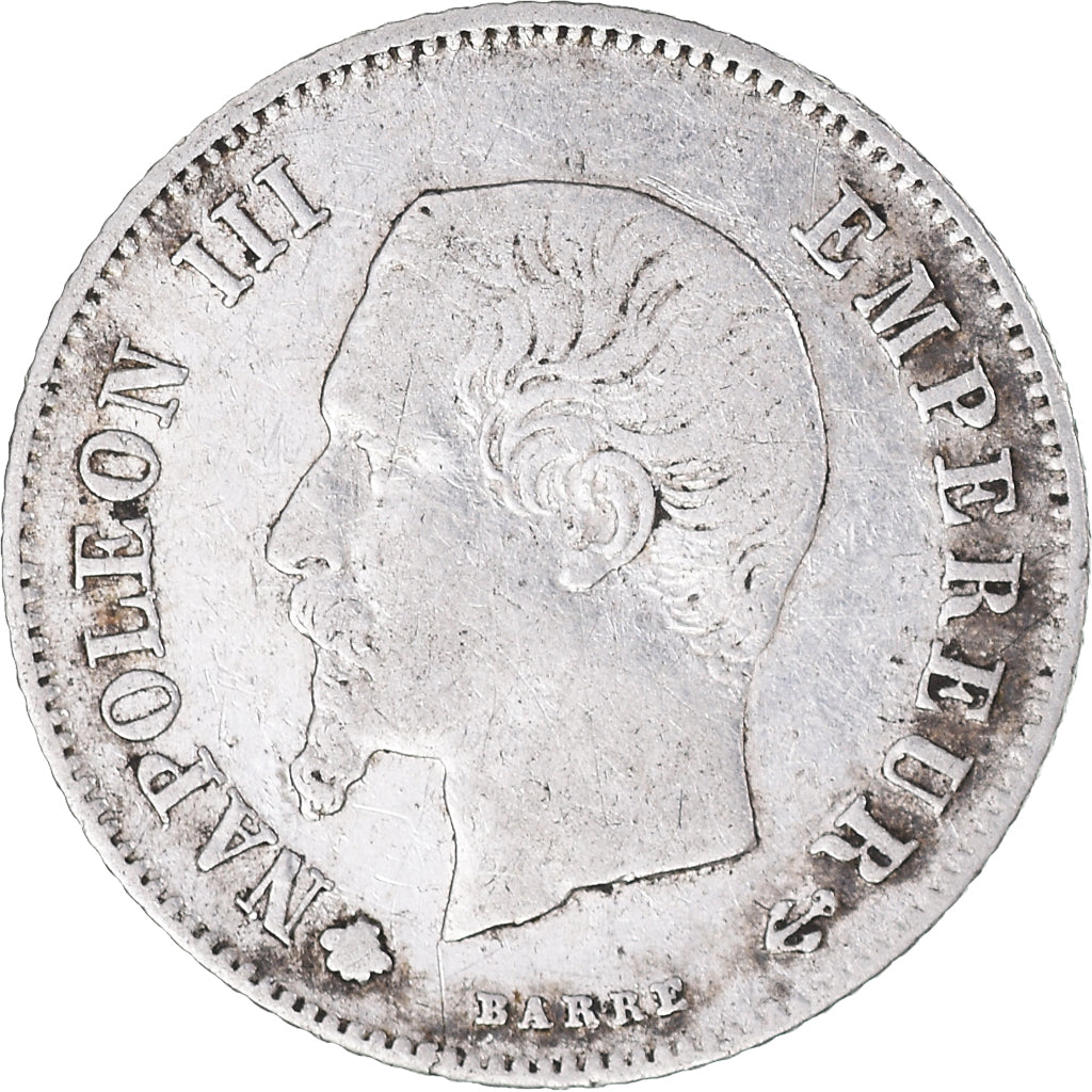 Moneda, Francia, Napoleon III, 20 Centimes, 1860, Strasbourg, BC+, Plata