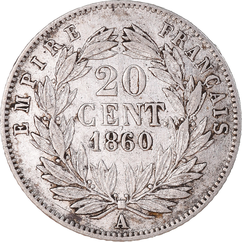 Coin, France, Napoleon III, 20 Centimes, 1860, Paris, EF(40-45), Silver