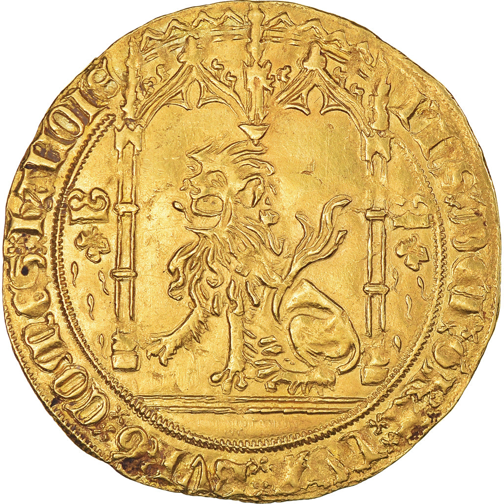 Moneta, Francia, Philippe le Bon, Lion d'or, (1454-1466), Valenciennes, BB, Oro