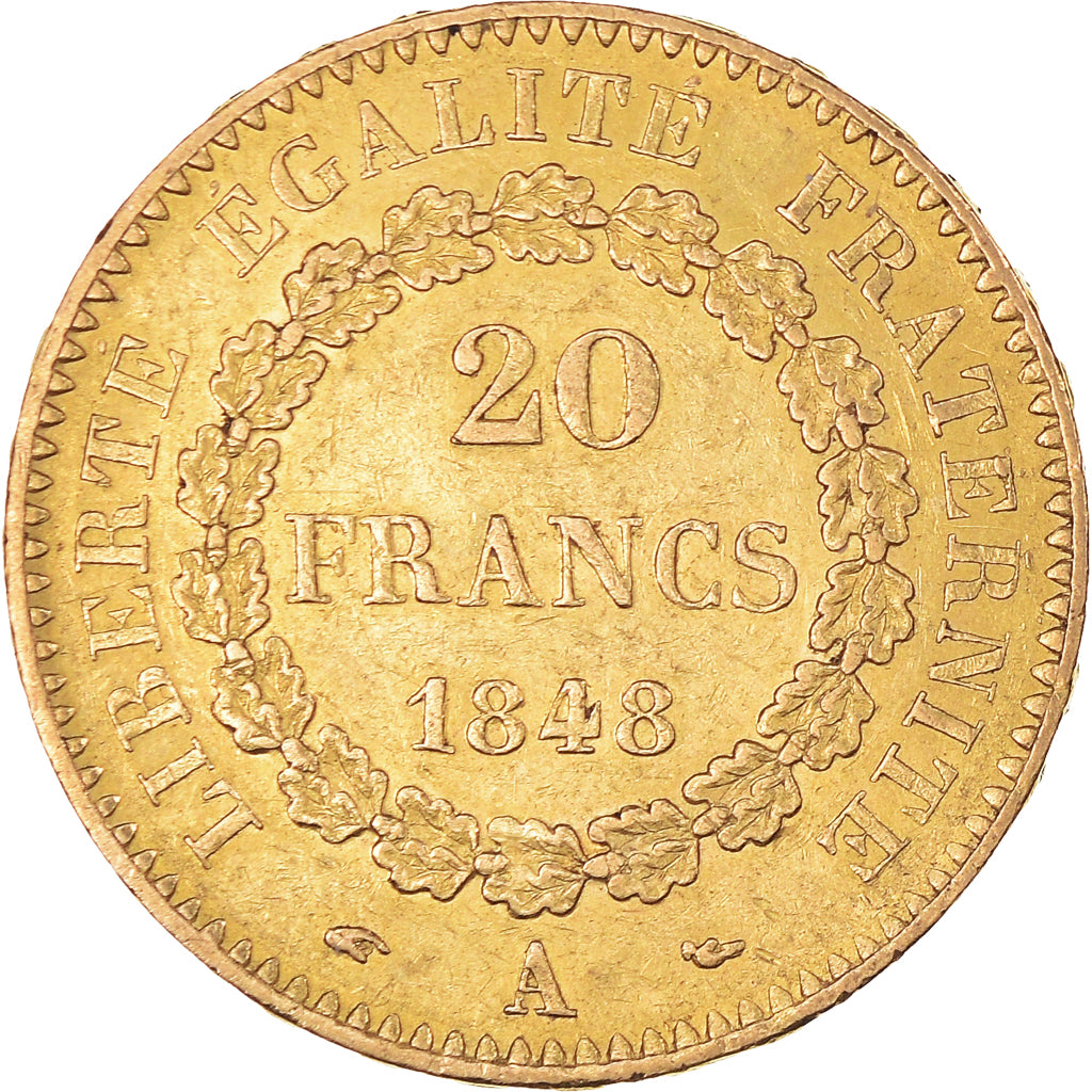 Moneta, Francja, Génie, 20 Francs, 1848, Paris, EF(40-45), Złoto, KM:757