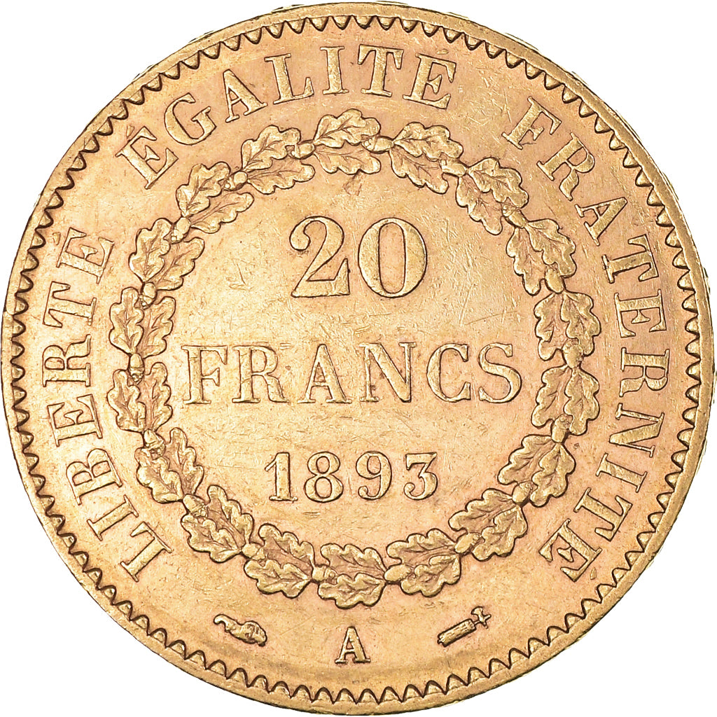 Monnaie, France, Génie, 20 Francs, 1893, Paris, TTB+, Or, Gadoury:1063, KM:825
