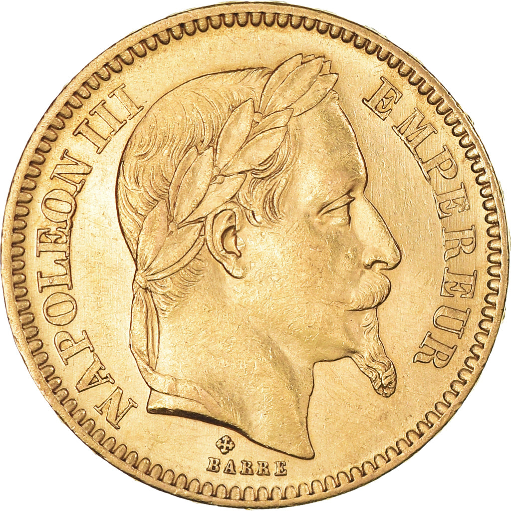 Moneta, Francia, Napoleon III, 20 Francs Or, 1865, Strasbourg, BB+, Oro