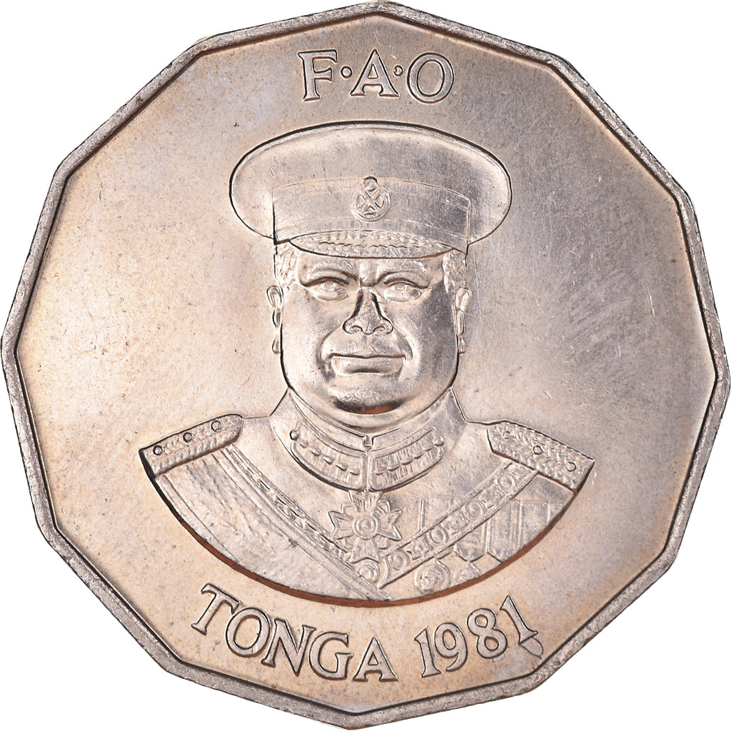 Moeda, Tonga, King Taufa'ahau Tupou IV, 50 Seniti, 1981, AU(55-58)