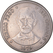 Moeda, República Dominicana, 1/2 Peso, 1979, AU(50-53), Cobre-níquel, KM:52