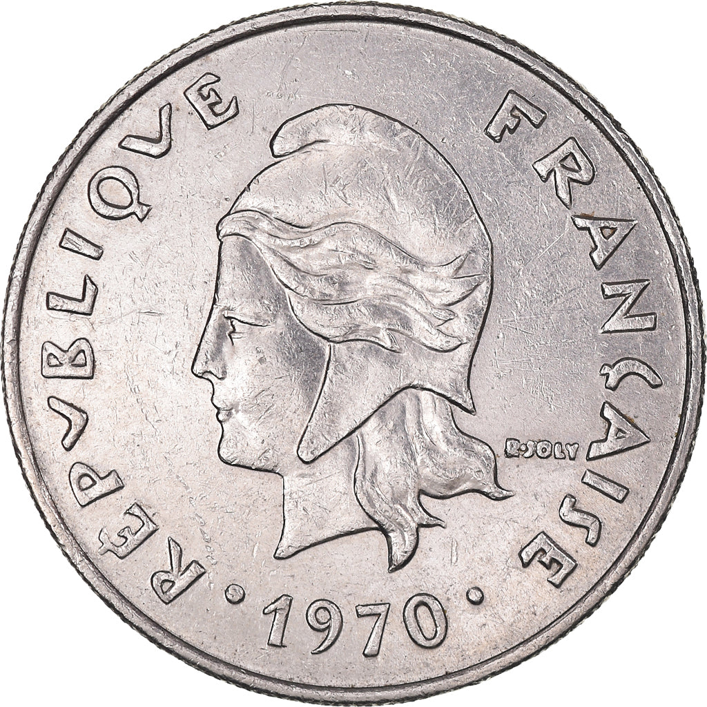 Moneta, Nuova Caledonia, 20 Francs, 1970, Paris, BB, Nichel, KM:6, Lecompte:105