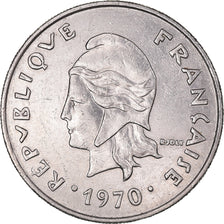 Moneta, Nuova Caledonia, 20 Francs, 1970, Paris, BB, Nichel, KM:6, Lecompte:105