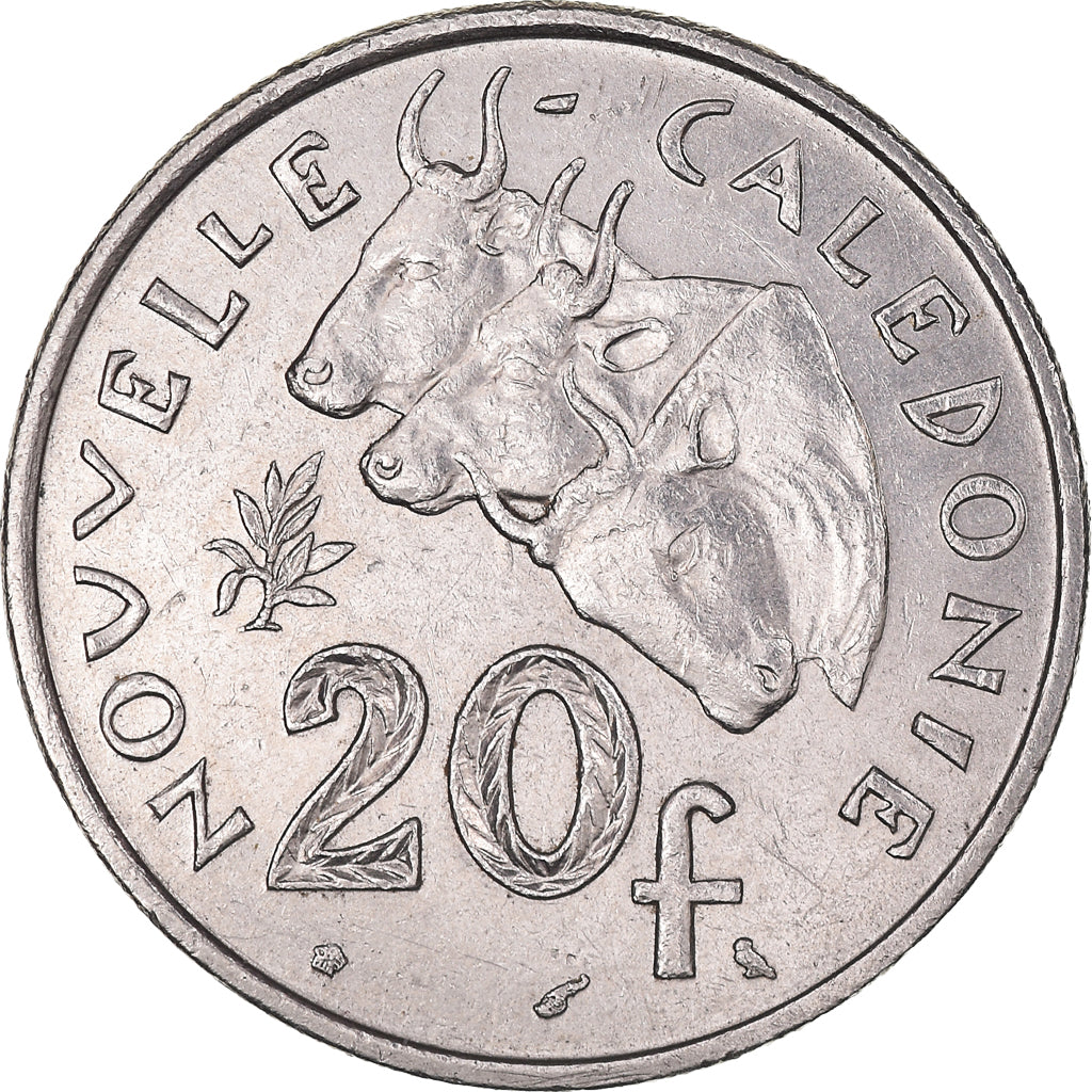 Moneta, Nuova Caledonia, 20 Francs, 1970, Paris, BB, Nichel, KM:6, Lecompte:105