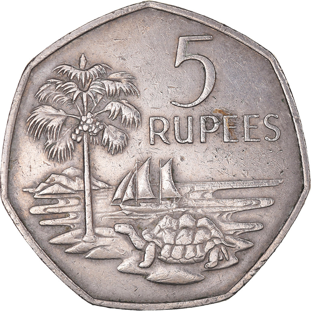 Münze, Seychelles, 5 Rupees, 1972, British Royal Mint, SS, Kupfer-Nickel, KM:19