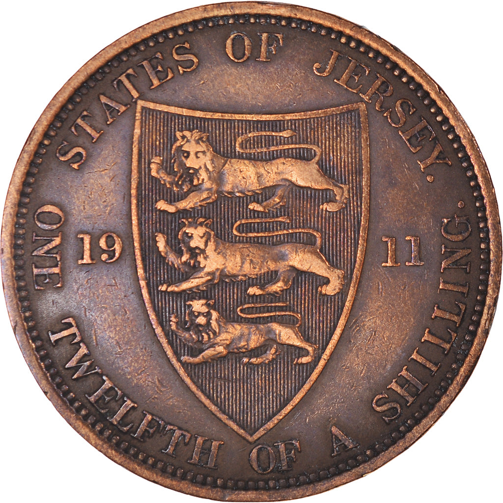 Monnaie, Jersey, George V, 1/12 Shilling, 1911, TTB, Bronze, KM:12