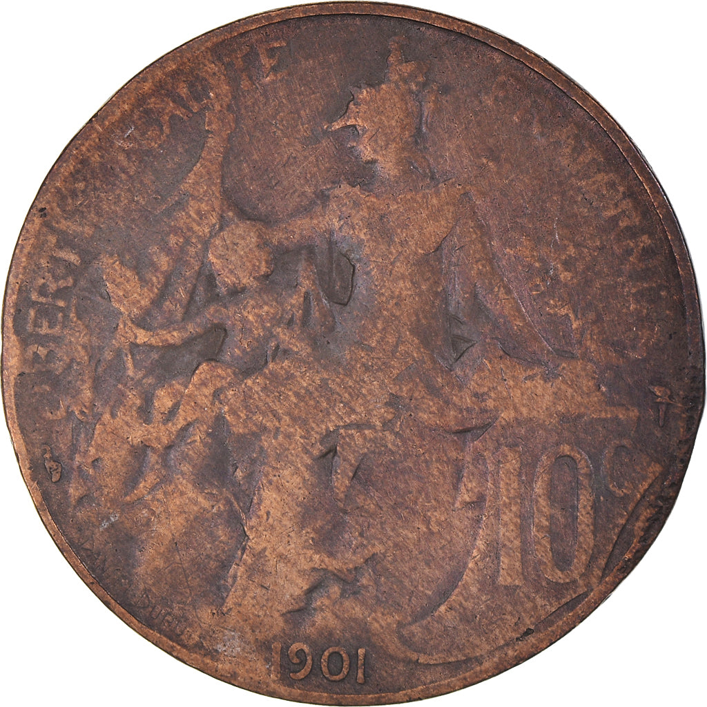 Moneta, Francia, Dupuis, 10 Centimes, 1901, Paris, MB, Bronzo, KM:843