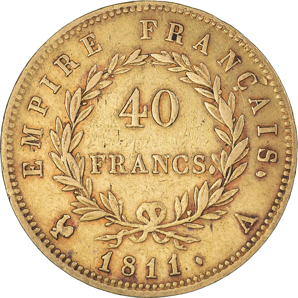 Munten, Frankrijk, Napoléon I, 40 Francs, 1811, Paris, ZF, Goud, KM:696.1