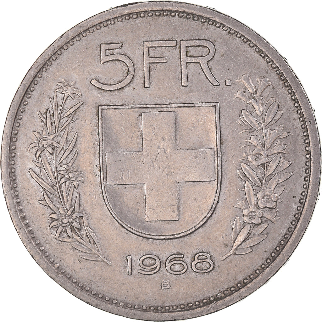 Munten, Zwitserland, 5 Francs, 1968, Bern, ZF, Cupro-nikkel, KM:40a.1