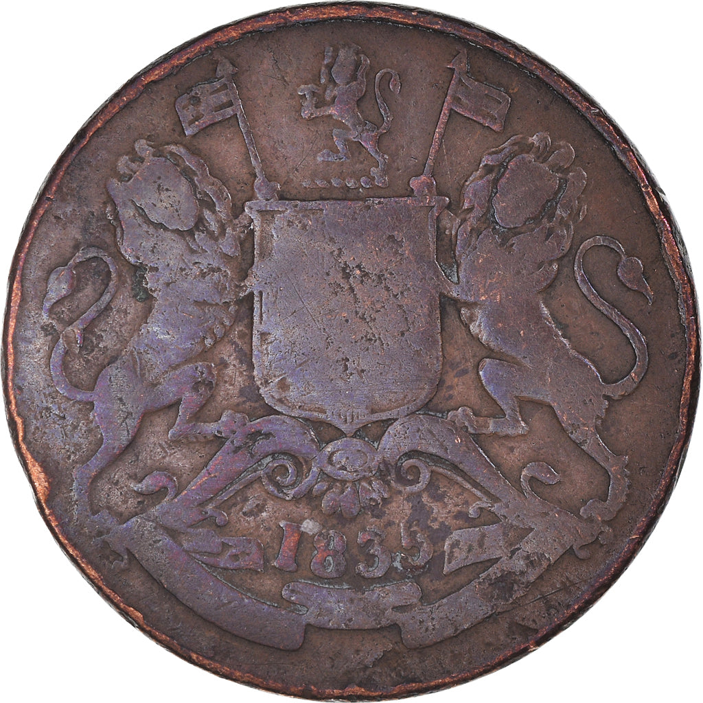 Münze, INDIA-BRITISH, 1/2 Anna, 1835, S, Kupfer, KM:447.1