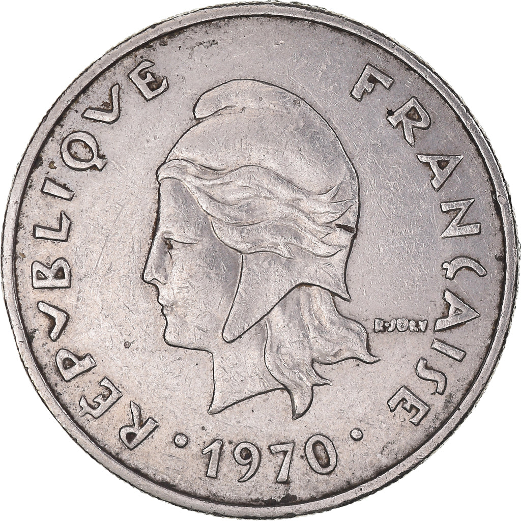 Moneda, Polinesia francesa, Semeuse, 20 Francs, 1970, Paris, MBC, Níquel, KM:6