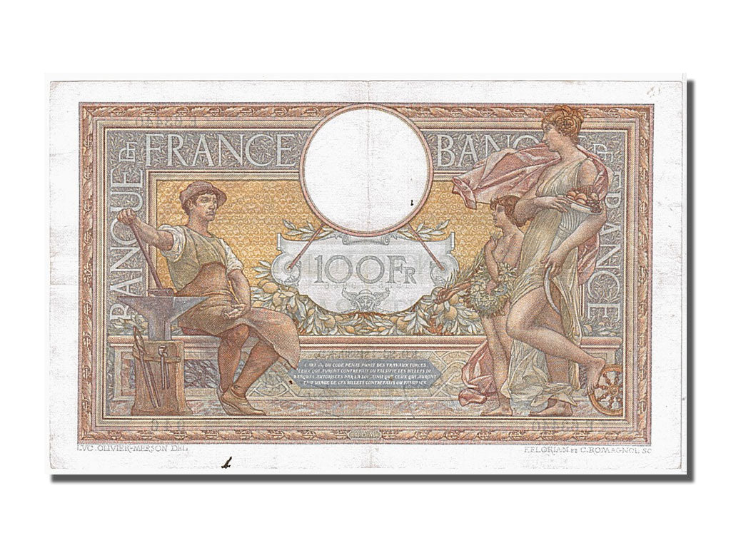 France, 100 Francs, 100 F 1908-1939 ''Luc Olivier Merson'', 1939, KM #86b,...