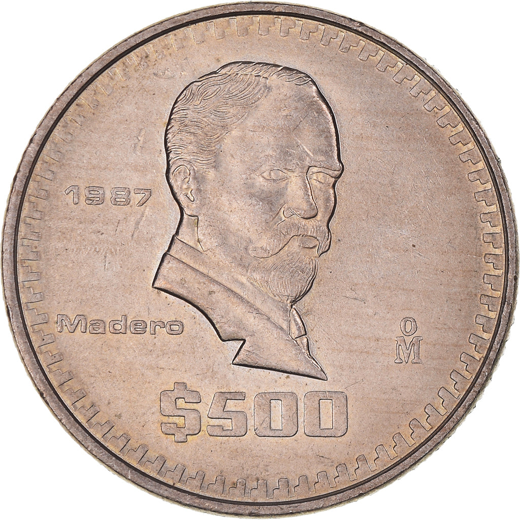 Coin, Mexico, 500 Pesos, 1987, Mexico City, AU(50-53), Copper-nickel, KM:529