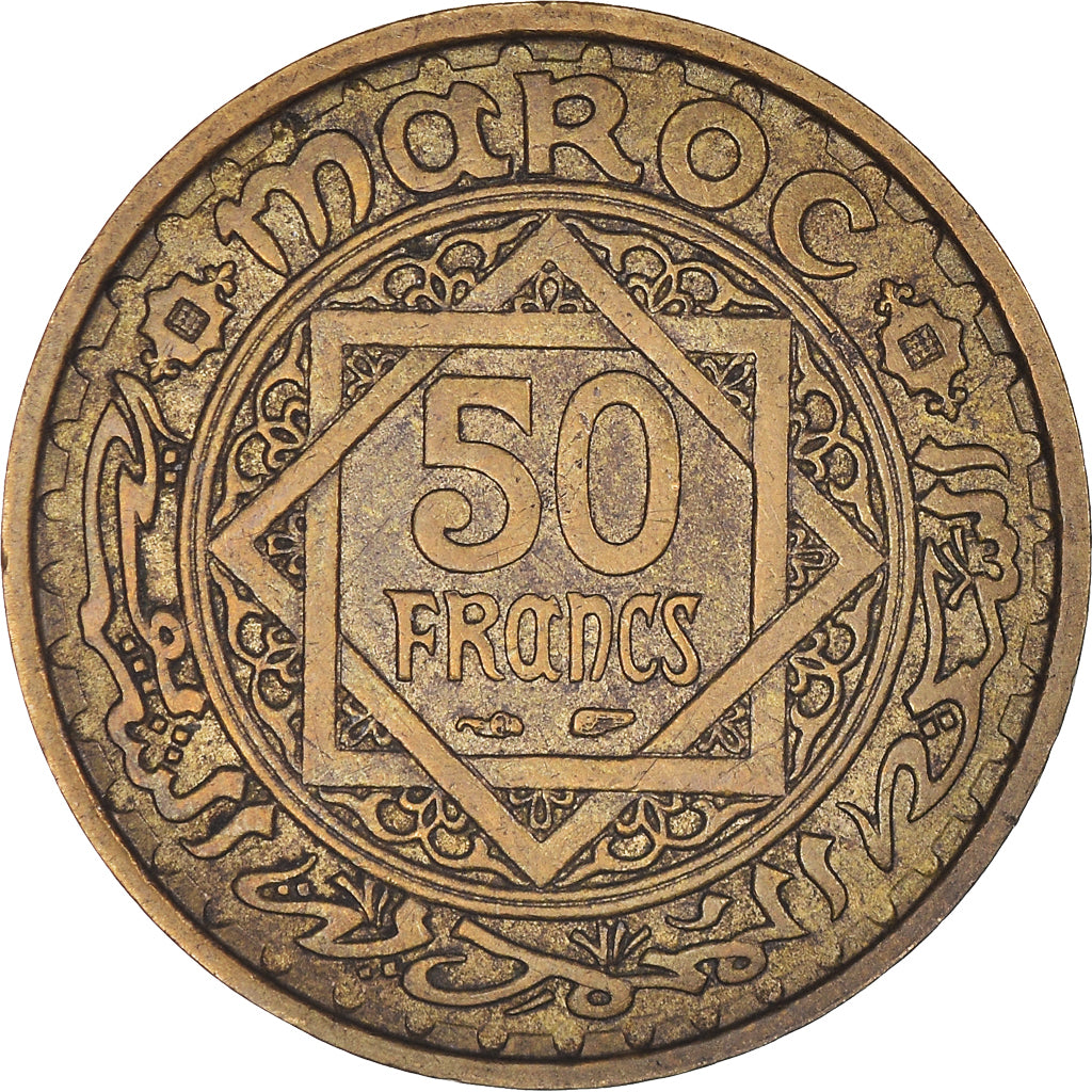 Münze, Marokko, Mohammed V, 50 Francs, 1371, Paris, SS, Aluminum-Bronze, KM:51