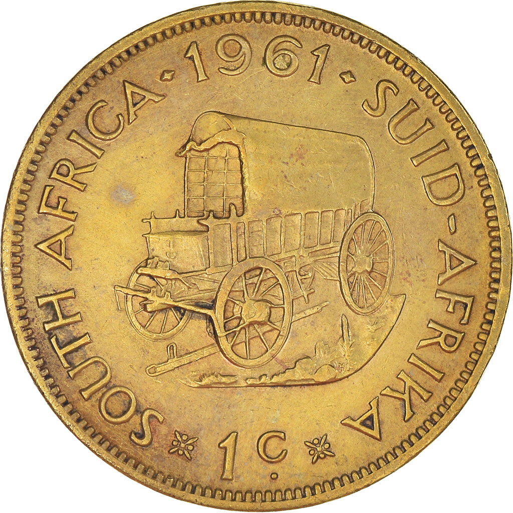 Moeda, África do Sul, Cent, 1961, AU(50-53), Latão, KM:57