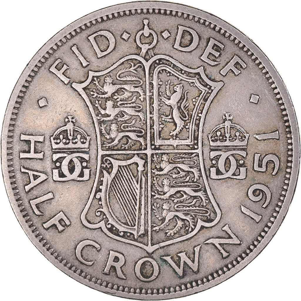 Munten, Groot Bretagne, George VI, 1/2 Crown, 1951, ZF, Cupro-nikkel, KM:879