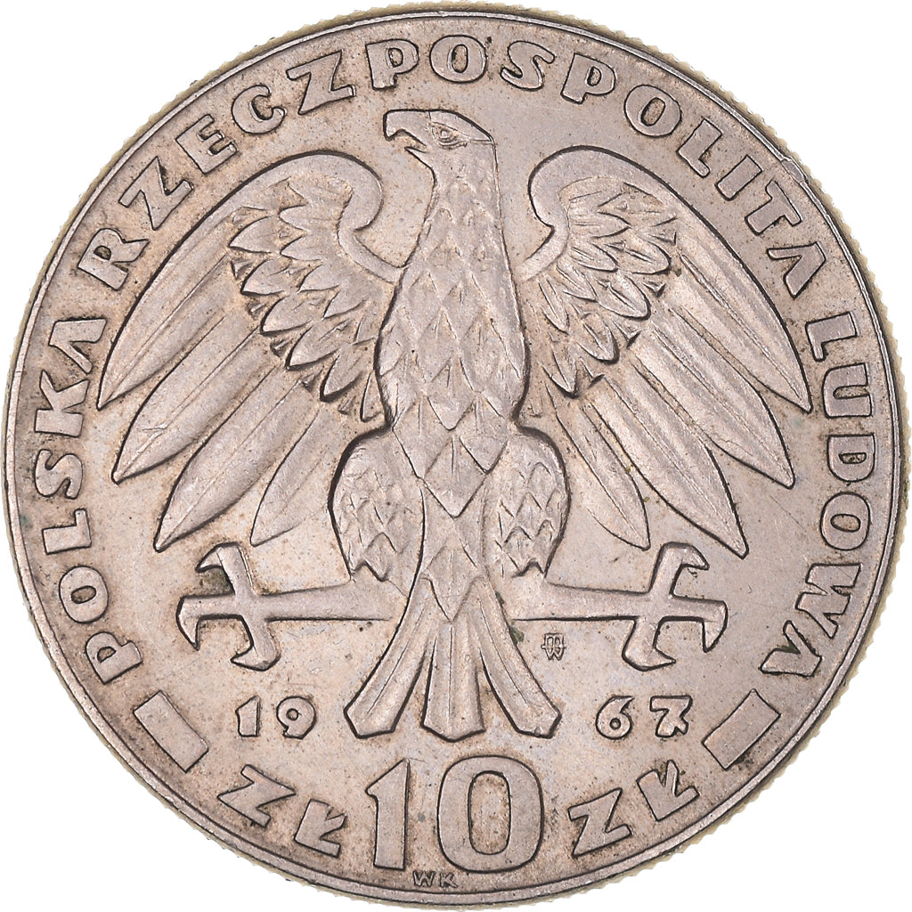 Moneta, Polonia, 10 Zlotych, 1967, Warsaw, BB+, Rame-nichel, KM:58