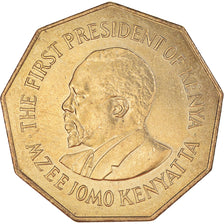 Moeda, Quénia, 5 Shillings, 1973, British Royal Mint, MS(60-62), Latão, KM:16